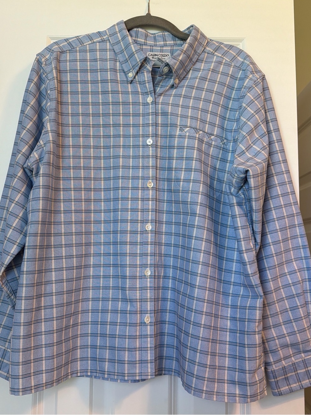 Cabin Creek Light Blue and White Plaid Button-Down Shirt